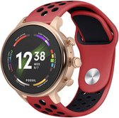 Strap-it Horlogebandje 18mm - Sport Band - Siliconen bandje geschikt voor Fossil Gen 5e 42mm & Fossil Gen 6 42mm - Horlogeband - Polsbandje - Smartwatch bandje - rood / zwart