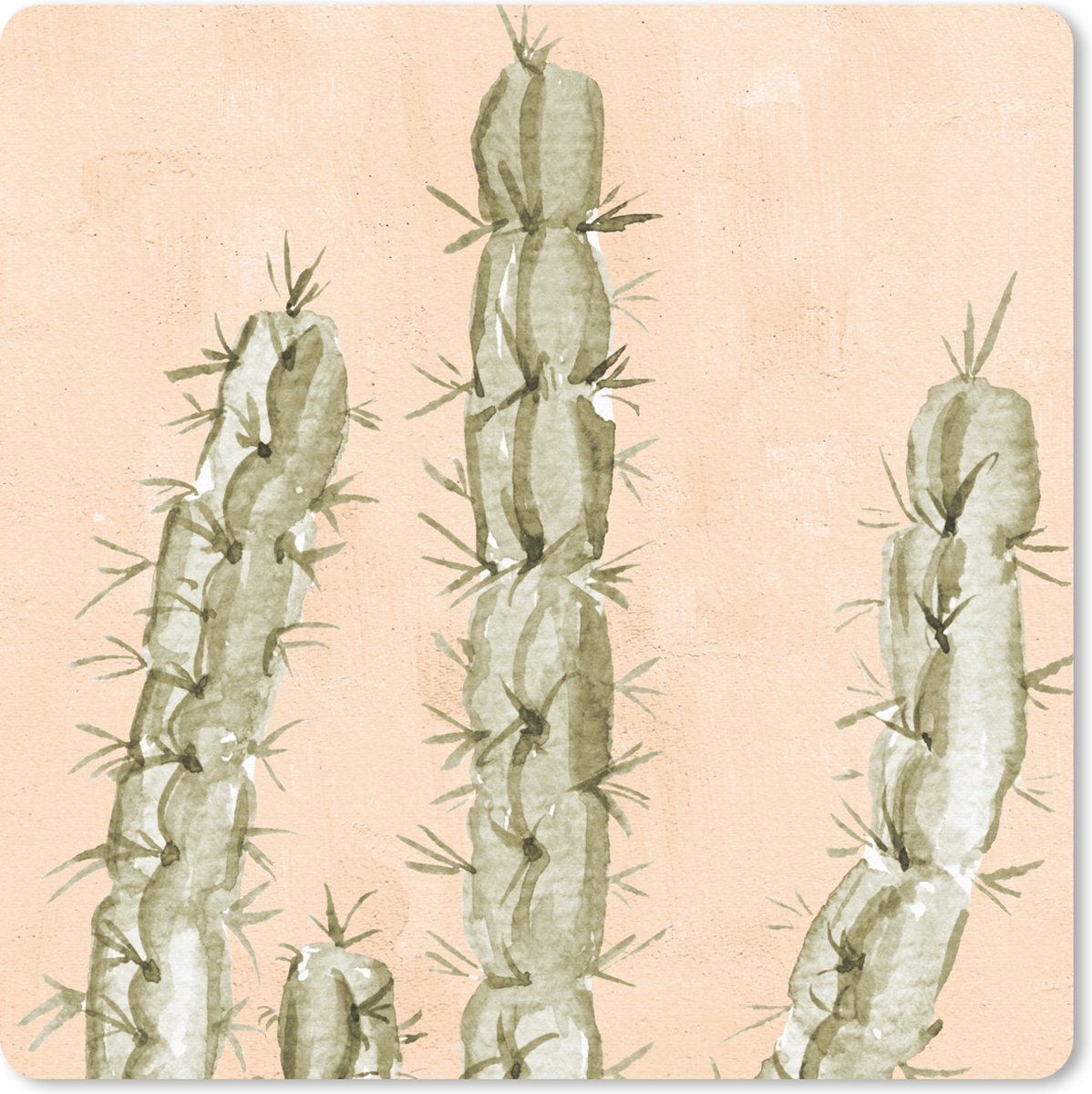 Muismat 30x30 cm - Mousepad Waterverf - Bohemian - Cactus - Botanisch - Muismatten