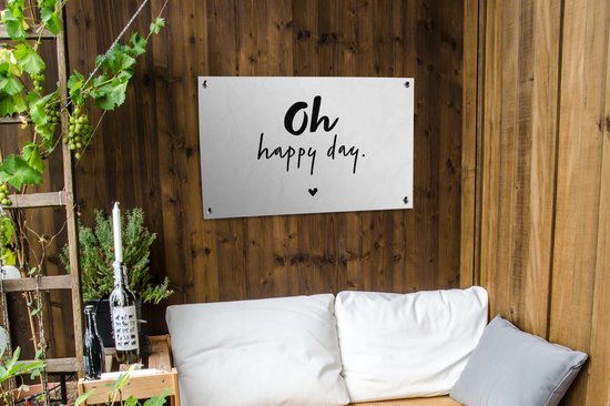 Affiche de jardin - Été - Citations - Oh happy day - Dictons - Jardin - 90x60 cm - Décoration murale - Toile de jardin - Texte d'affiche de jardin