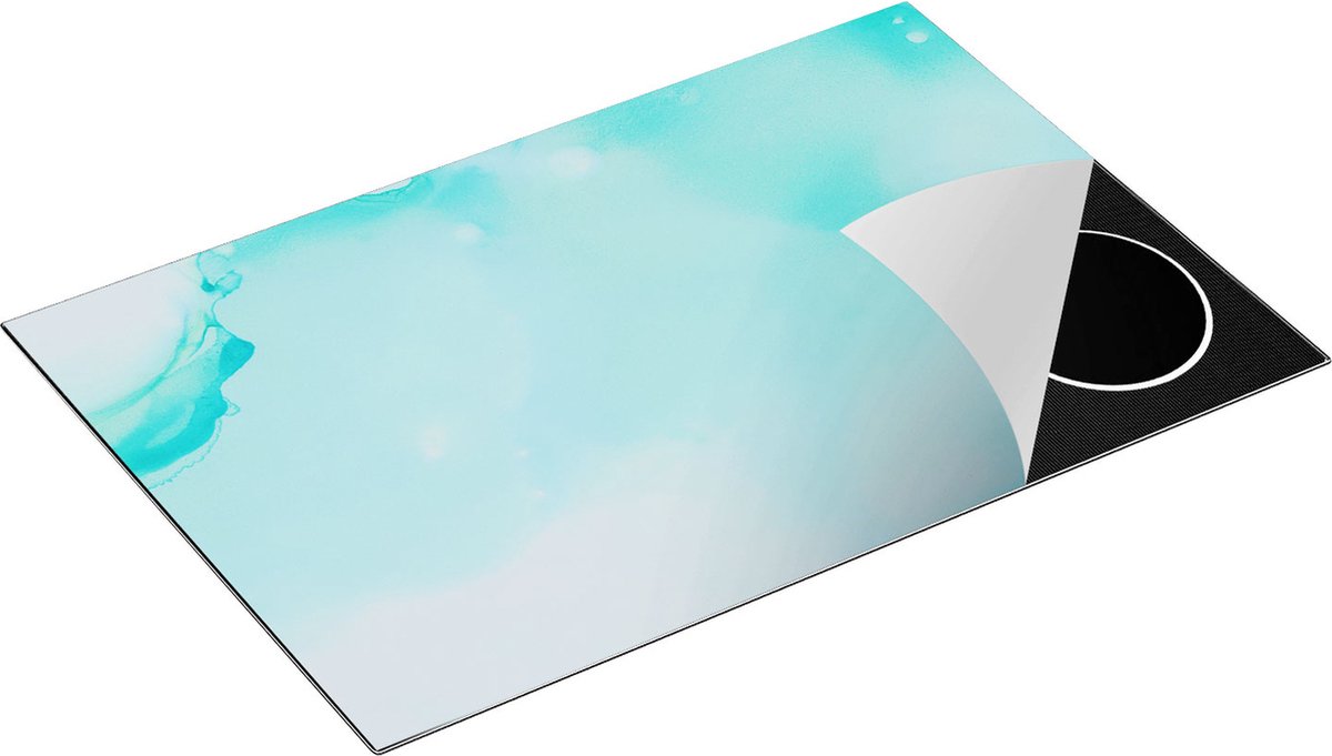 Chefcare Inductie Beschermer Abstracte Kunst - Licht Groene Marmer - 80x52 cm - Afdekplaat Inductie - Kookplaat Beschermer - Inductie Mat