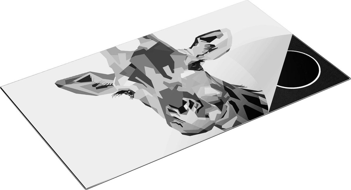Chefcare Inductie Beschermer Kleurrijke Giraffe - Abstract - Zwart Wit - 95x50 cm - Afdekplaat Inductie - Kookplaat Beschermer - Inductie Mat