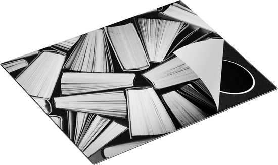 Chefcare Inductie Beschermer Boeken Bladzijdes bij elkaar - Zwart Wit - 65x50 cm - Afdekplaat Inductie - Kookplaat Beschermer - Inductie Mat