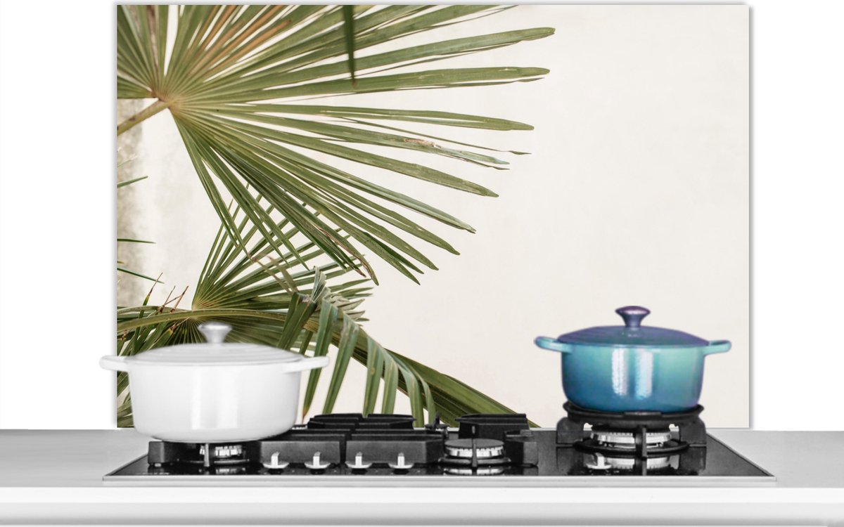 Spatscherm - Palm - Bladeren - Groen - Keuken decoratie - 100x65 cm - Muurbeschermer