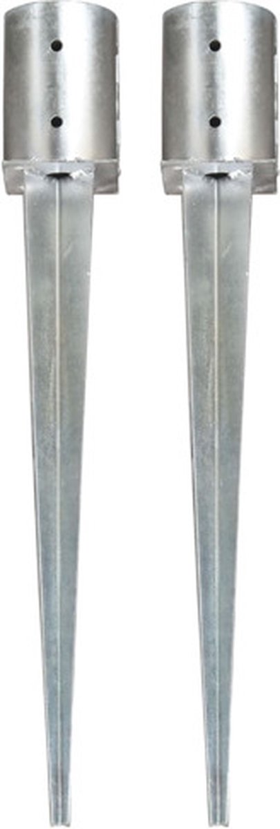 vidaXL - Grondpinnen - 2 - st - 10x76 - cm - gegalvaniseerd - staal - zilverkleurig