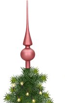 Glazen kerstboom piek/topper velvet roze mat 26 cm - Pieken/kerstpieken