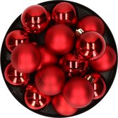 32x stuks kunststof kerstballen rood 4 cm - Onbreekbare plastic kerstballen - Kerstboomversiering