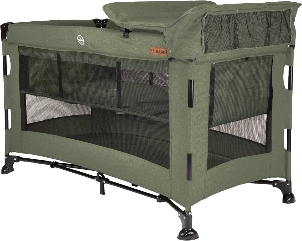 Novi Baby Nora Luxe Campingbed - Groen/Zwart - reisbedje -Inclusief bodemverhoger - Inclusief verschoonblad - Inclusief transporttas thumbnail 5