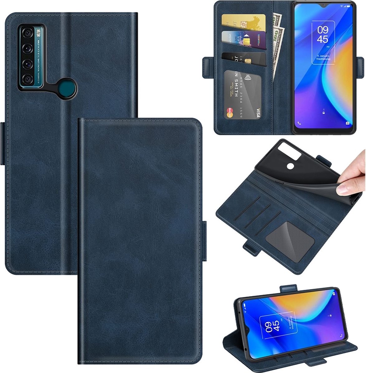 Mobigear Telefoonhoesje geschikt voor TCL 20 SE Hoesje | Mobigear Slim Magnet Bookcase Portemonnee | Pasjeshouder voor 3 Pasjes | Telefoonhoesje voor Pinpas / OV Kaart / Rijbewijs - Blauw — cadeau in Cadeau-ideeën - foto 5