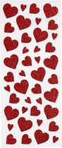 Glitter stickers vel 10x24 cm circa 84 stuk rood harten 2vel