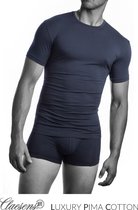 Claesen's® - Heren Pima R-Neck T-Shirt - Donkerblauw - 10% Lycra - 90% Katoen