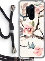 Case Company® - OnePlus 8 Pro hoesje met Koord - Japanse bloemen - Telefoonhoesje met Zwart Koord - Bescherming aan alle Kanten en Over de Schermrand