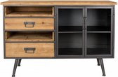 dressoir Damian 113 x 75 cm hout/staal blank/donkergrijs