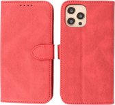 iPhone 12 & iPhone 12 Pro Hoesje - Portemonnee Book Case - Kaarthouder & Magneetlipje - Kunstleer - Rood