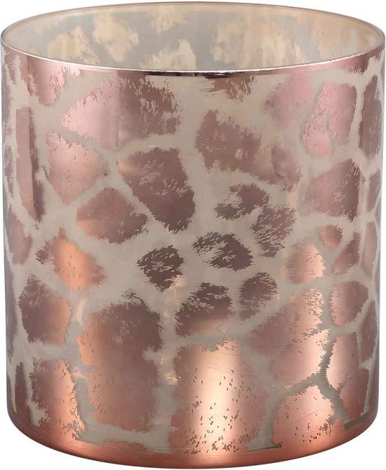 PTMD Desiree Windlicht Giraffe - H25 x Ø25 cm - Glas - Goud
