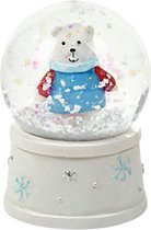 sneeuwbol ijsbeer 6 x 10 cm steen/glas wit/blauw