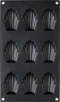 madeleinevorm 29 x 17 cm siliconen zwart 9 vaks