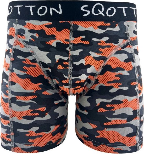 Boxershort - SQOTTON® - Camouflage - Oranje - Maat M