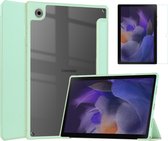 Case2go - Hoes & Screenprotector geschikt voor Samsung Galaxy Tab A8 (2022 & 2021) - 10.5 Inch - Transparante Case - Tri-fold Back Cover - Mint Groen