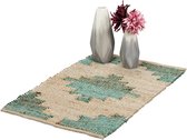 Relaxdays vloerkleed - katoen en jute - tapijt - 50 x 80 cm - karpet - diverse kleuren - groen