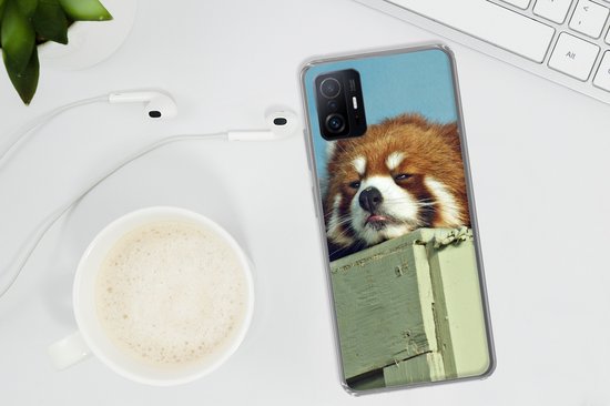 Coque Xiaomi 11T Pro - Panda - Bois - Rouge - Coque de téléphone en Siliconen