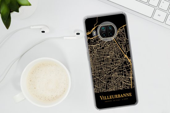 Telefoonhoesje Geschikt voor Xiaomi Mi 10T Lite 5G hoesje - Villeurbanne - Kaart - Goud - Siliconen Telefoonhoesje Telefoonhoesje