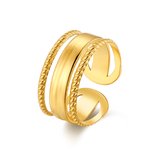 Twice As Nice Ring in goudkleurig edelstaal, 3 rijen  50