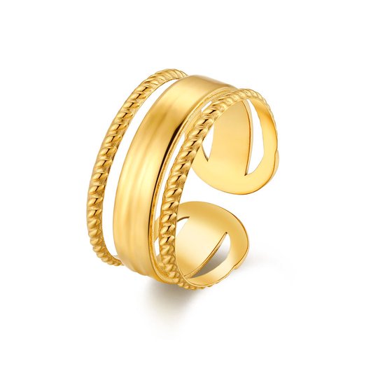 Twice As Nice Ring in goudkleurig edelstaal, 3 rijen 50