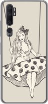 Geschikt voor Xiaomi Mi Note 10 hoesje - Meisje in polka-dot jurk met konijn - Siliconen Telefoonhoesje
