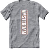 Amsterdam T-Shirt | Souvenirs Holland Kleding | Dames / Heren / Unisex Koningsdag shirt | Grappig Nederland Fiets Land Cadeau | - Donker Grijs - Gemaleerd - L