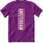 Amsterdam T-Shirt | Souvenirs Holland Kleding | Dames / Heren / Unisex Koningsdag shirt | Grappig Nederland Fiets Land Cadeau | - Paars - L