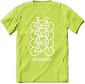 Amsterdam Fiets Stad T-Shirt | Souvenirs Holland Kleding | Dames / Heren / Unisex Koningsdag shirt | Grappig Nederland Fiets Land Cadeau | - Groen - XXL