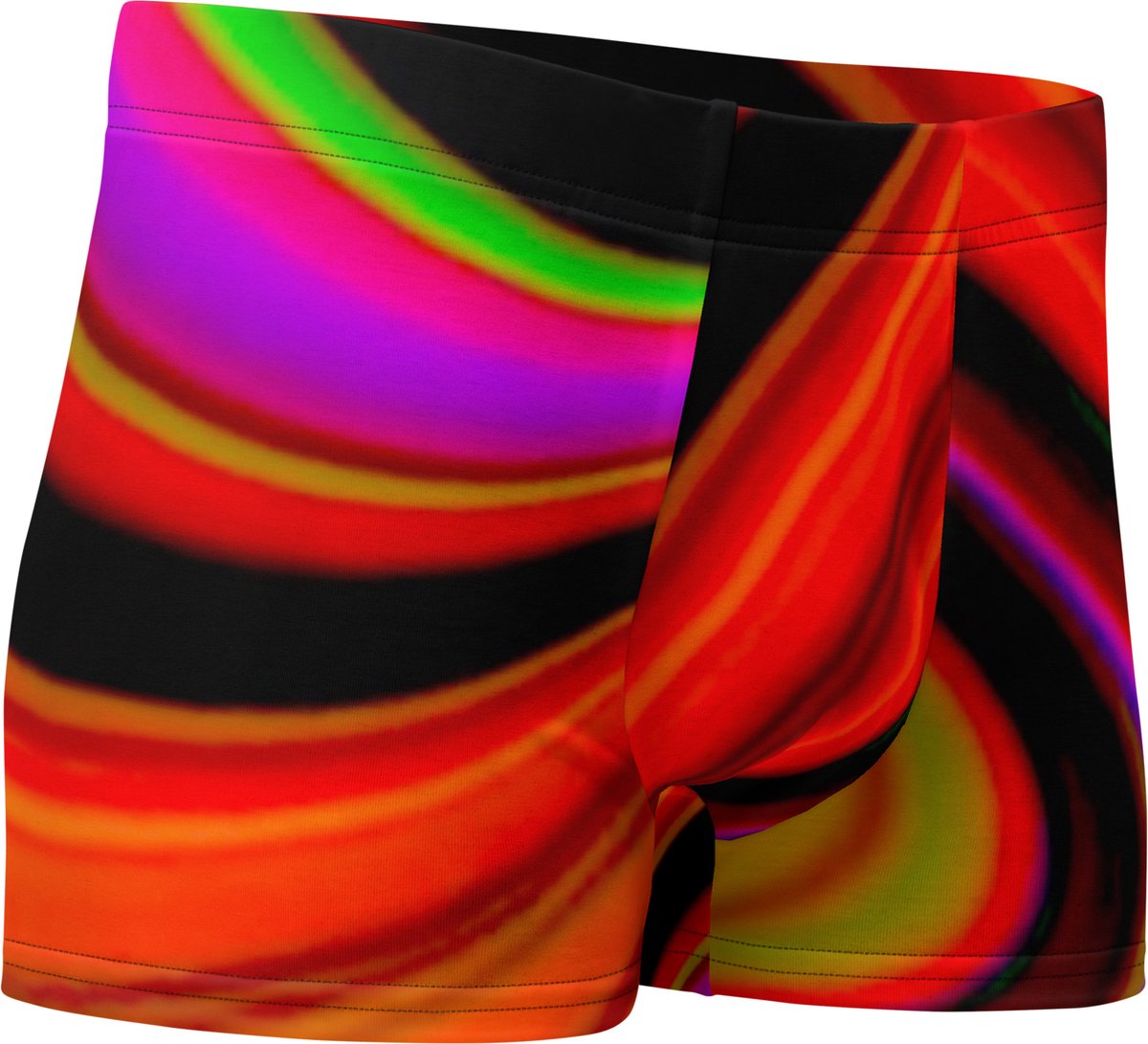 II THE MOON rood zwart Boxershort handgemaakt met unieke psychedelische RETRO ART door Moon