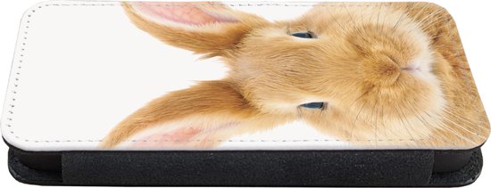 Telefoonhoesje Geschikt voor iPhone 13 telefoonhoesje - Kinderen - Konijn - Kind - Meisjes - Jongens - Met vakjes - Wallet case met magneetsluiting