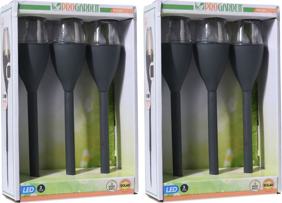 Set van 12x stuks zwarte solar LED lantaarns 31 cm - Tuinverlichting - Tuinlampen - Solarlampen op zonne-energie