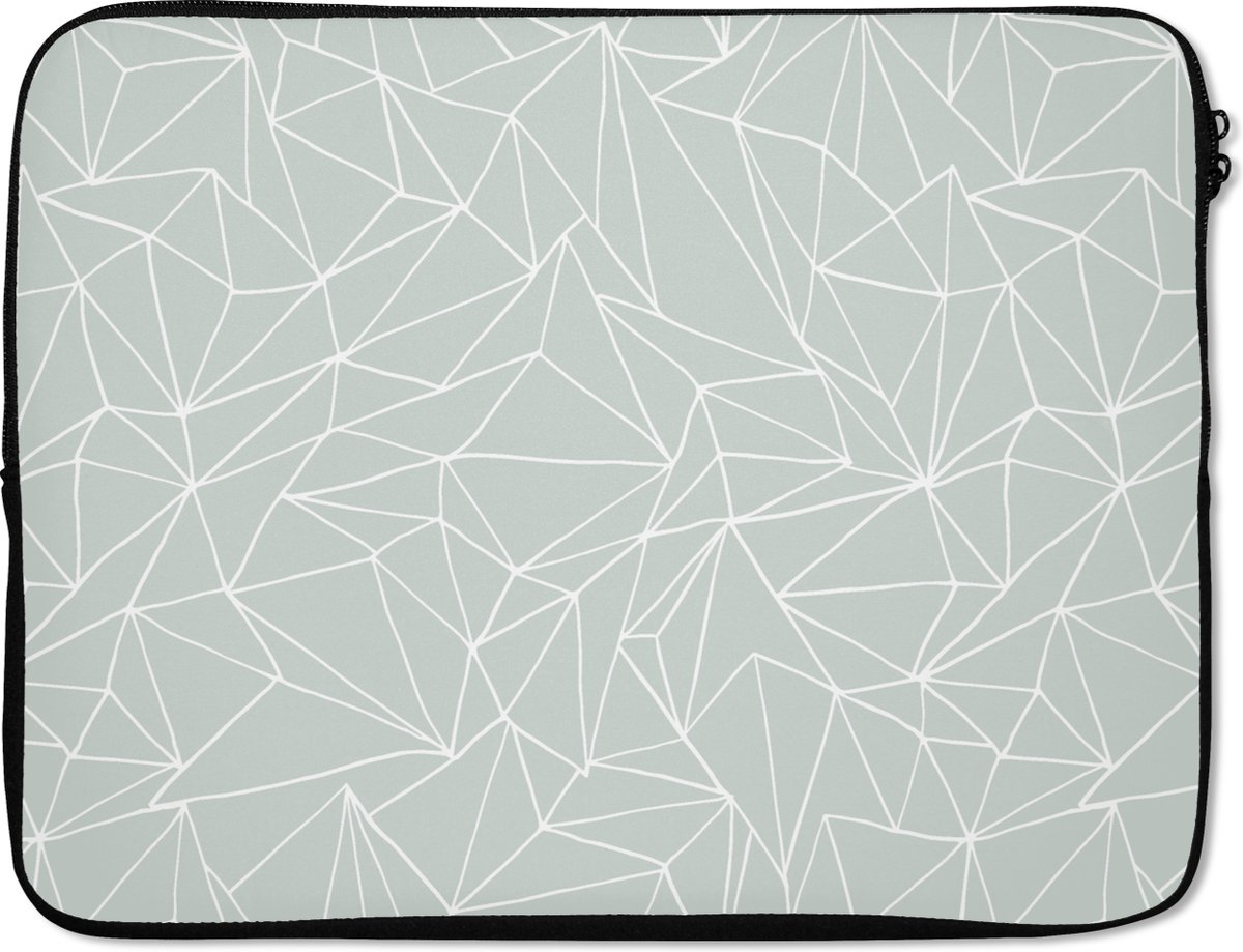Laptophoes 15.6 inch - Netwerk - Driehoek - Patronen - Laptop sleeve - Binnenmaat 37x26 cm - Zwarte achterkant
