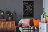 Muurstickers - Sticker Folie - Zinnik - Goud - Stadskaart - Kaart - Plattegrond - 60x90 cm - Plakfolie - Muurstickers Kinderkamer - Zelfklevend Behang - Zelfklevend behangpapier - Stickerfolie