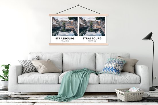 Porte-affiche avec affiche - Affiche scolaire - France - Water - Maisons - 120x60 cm - Lattes vierges