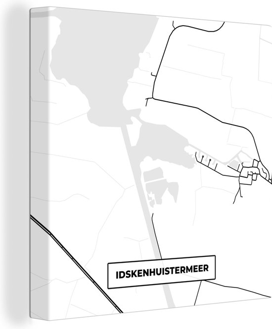 Canvas Schilderij Kaart - Idskenhuistermeer - Plattegrond - Stadskaart - Friesland - 20x20 cm - Wanddecoratie