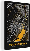 Canvas Schilderij Voorschoten - Plattegrond - Goud - Stadskaart - Kaart - 80x120 cm - Wanddecoratie