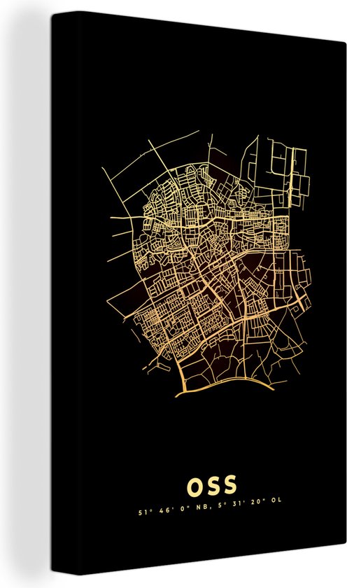 Toile Peinture Oss - Or - Carte - Plan - Plan de Ville - 40x60 cm - Décoration murale