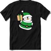 Pinguin Buddy Kerst T-shirt | Groen | Jongens / Meisjes | Grappige Foute kersttrui Shirt Cadeau | Kindershirt | Leuke Elf, Rendier, Kerstboom en Kerstballen Ontwerpen. Maat 104