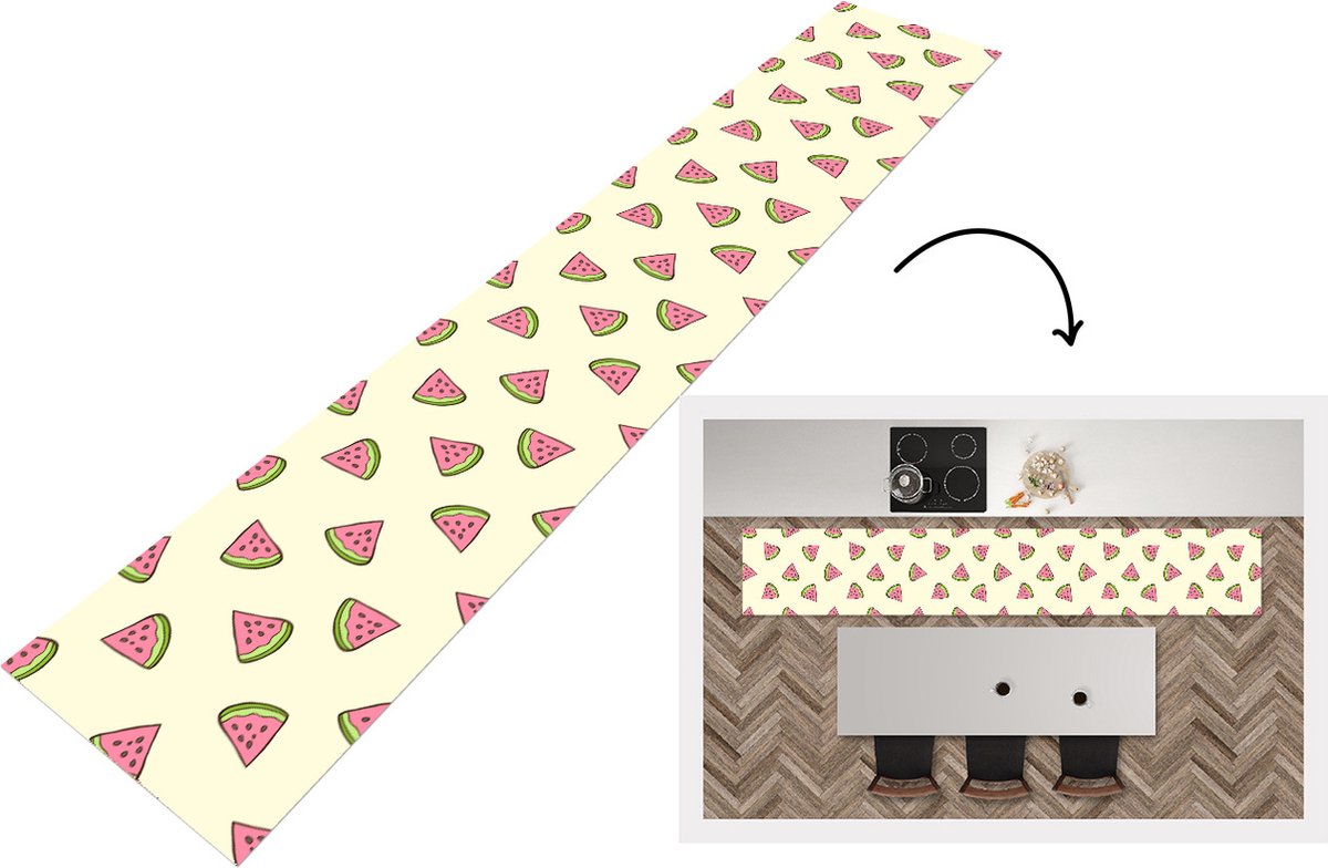KitchenYeah Keukenloper - Keukenmat - Design - Patroon - Watermeloen - 360x60 cm - Keuken vloerkleed Multicolor