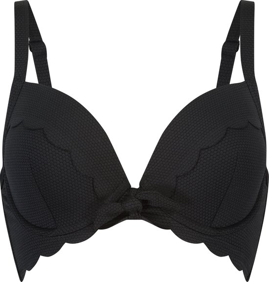 Hunkemöller Dames Badmode Voorgevormde beugel bikinitop Scallop - Zwart - maat F85