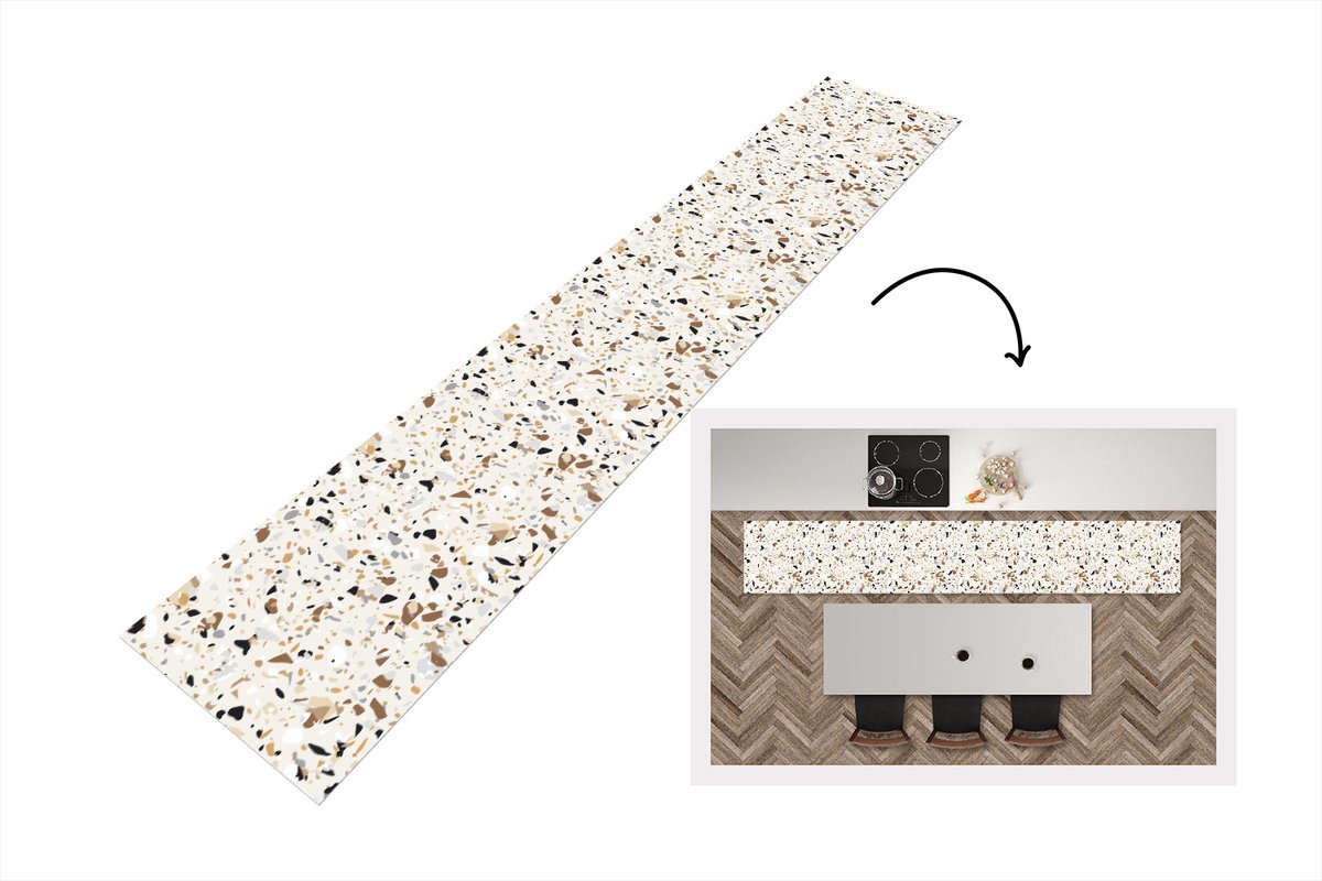 KitchenYeah Keukenloper - Keukenmat - Terrazzo - Patronen - Design - Keuken vloerkleed Multicolor