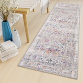 Tapiso Lazur Tapijt Loper Grijs Modern Woonkamer Hal Vloerkleed Maat- 70x1400