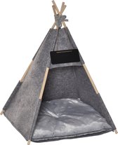 PawHut Tente pour animal domestique pour chien chat maison chat tente avec kussen doux en peluche gris D30-386