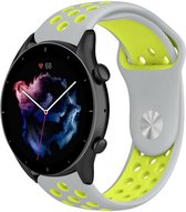 Siliconen Smartwatch bandje - Geschikt voor  Amazfit GTR 3 - Pro sport band - grijs/geel - GTR 3 & GTR 3 Pro - Strap-it Horlogeband / Polsband / Armband
