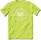 50th Happy Birthday T-shirt | Vintage 1972 Aged to Perfection | 50 jaar Abraham en Sarah verjaardag cadeau | Grappig feest shirt Heren – Dames – Unisex kleding | - Groen - 3XL