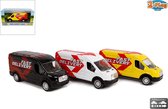 2-Play Die Cast pakketdienst bezorgbus pullback 3 assorti