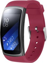 Siliconen Smartwatch bandje - Geschikt voor Samsung Gear Fit 2 / Gear Fit 2 Pro siliconen bandje - donkerrood - Strap-it Horlogeband / Polsband / Armband